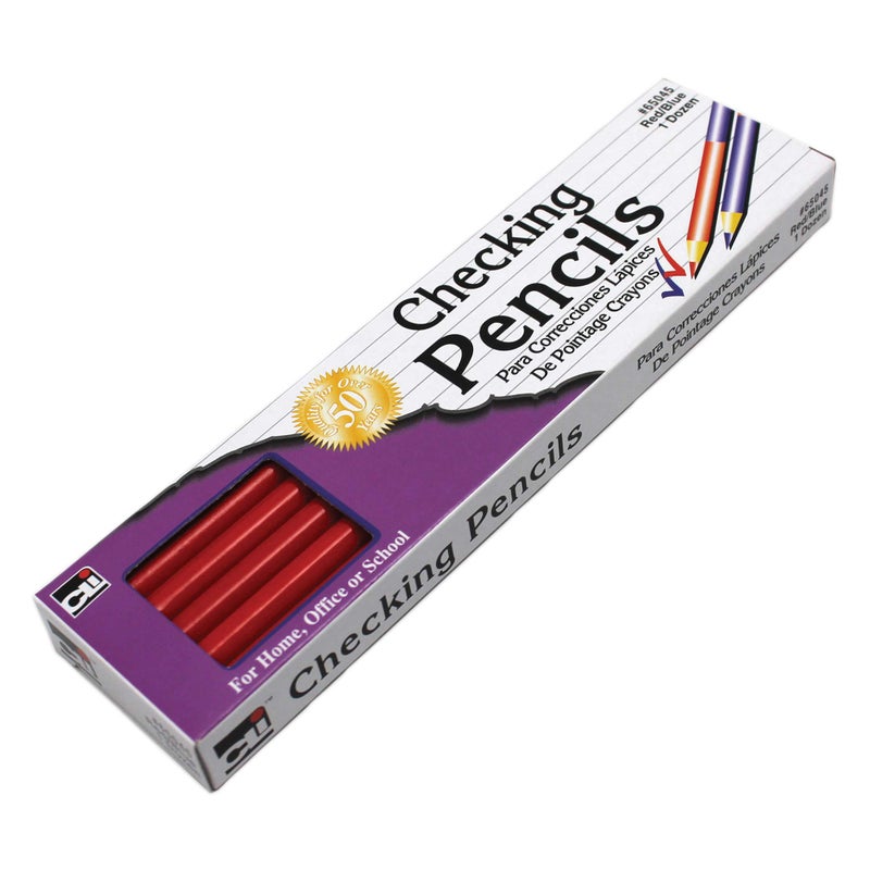 Charles Leonard Checking Pencil, Combination Red and Blue Colored Leads, 12/Box (65045) - Image 2